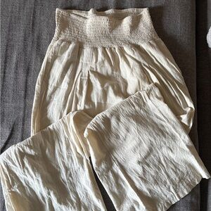 Cream Wide-Leg Pants
